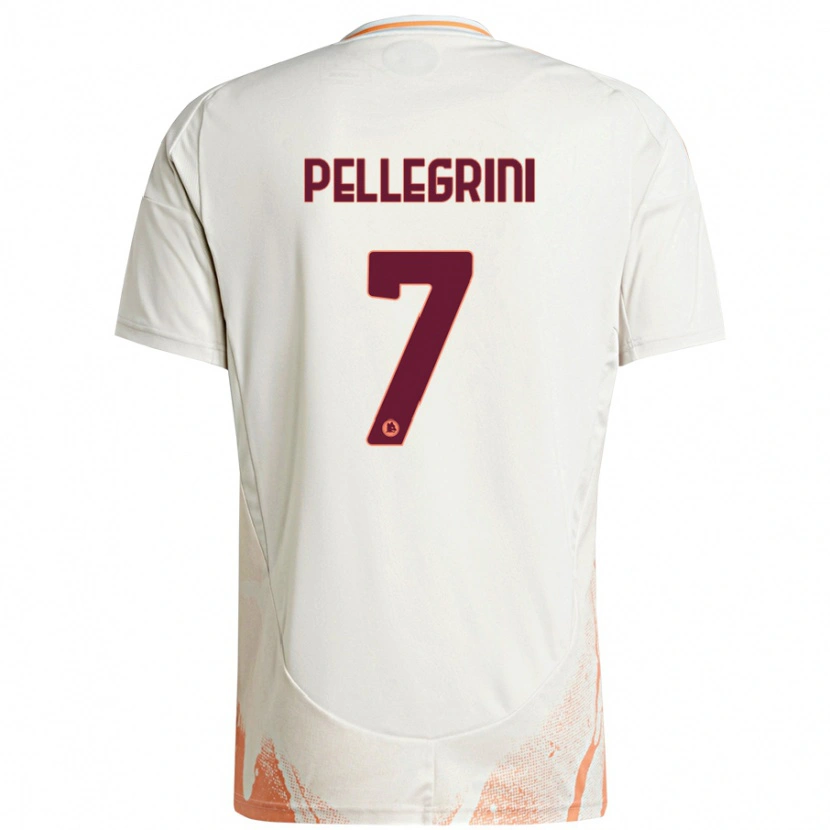 Danxen Barn Lorenzo Pellegrini #7 Grädde Vit Orange Bortatröja Matchtröjor 2024/25 Tröjor T-Tröja
