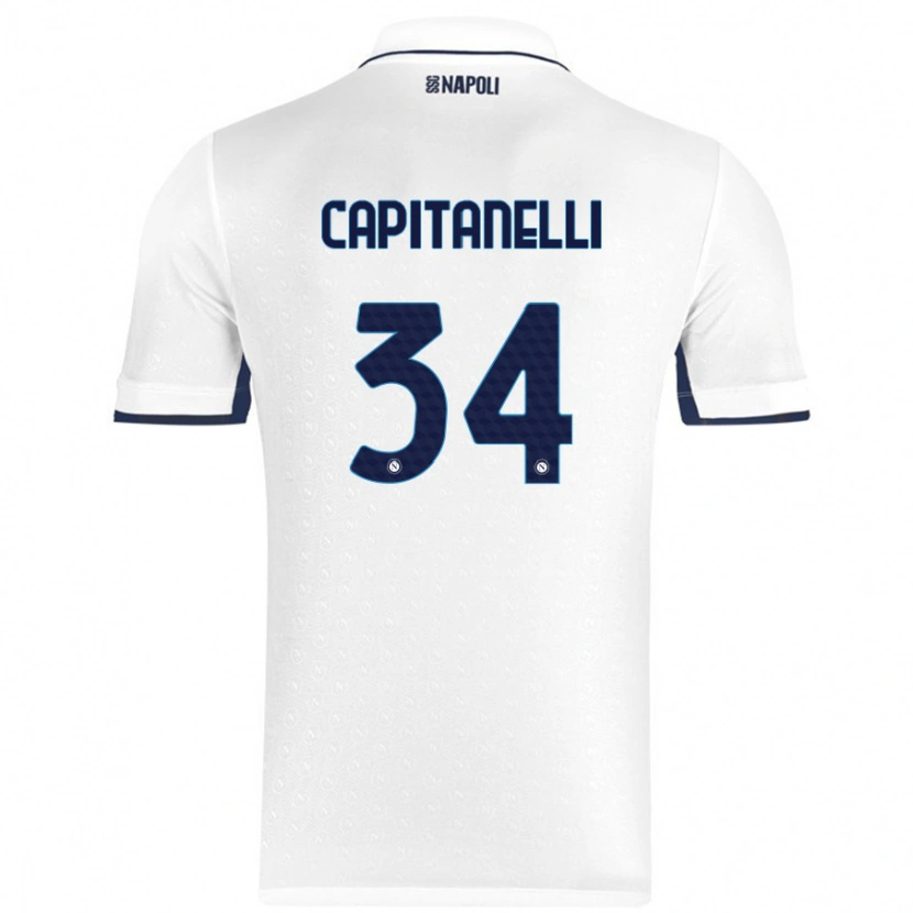 Danxen Barn Ilaria Capitanelli #34 Vit Kungsblå Bortatröja Matchtröjor 2024/25 Tröjor T-Tröja