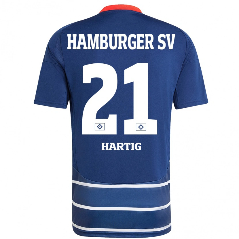 Danxen Barn Jonas-Finn Hartig #21 Mörkblå Bortatröja Matchtröjor 2024/25 Tröjor T-Tröja