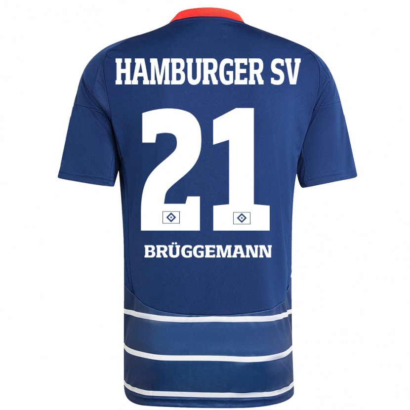 Danxen Barn William Brüggemann #21 Mörkblå Bortatröja Matchtröjor 2024/25 Tröjor T-Tröja