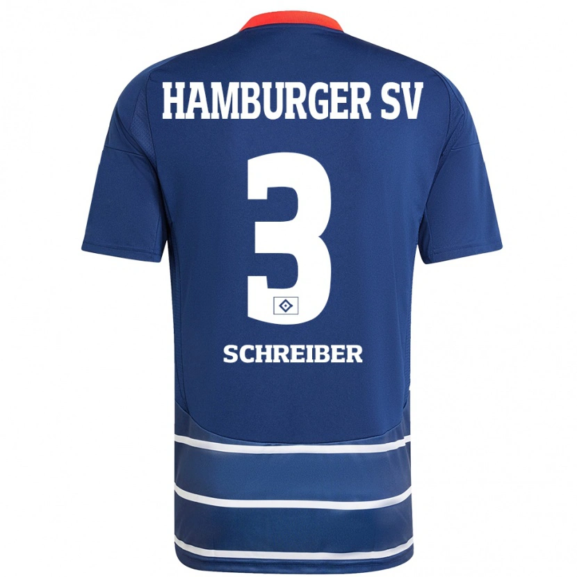 Danxen Barn David Schreiber #3 Mörkblå Bortatröja Matchtröjor 2024/25 Tröjor T-Tröja