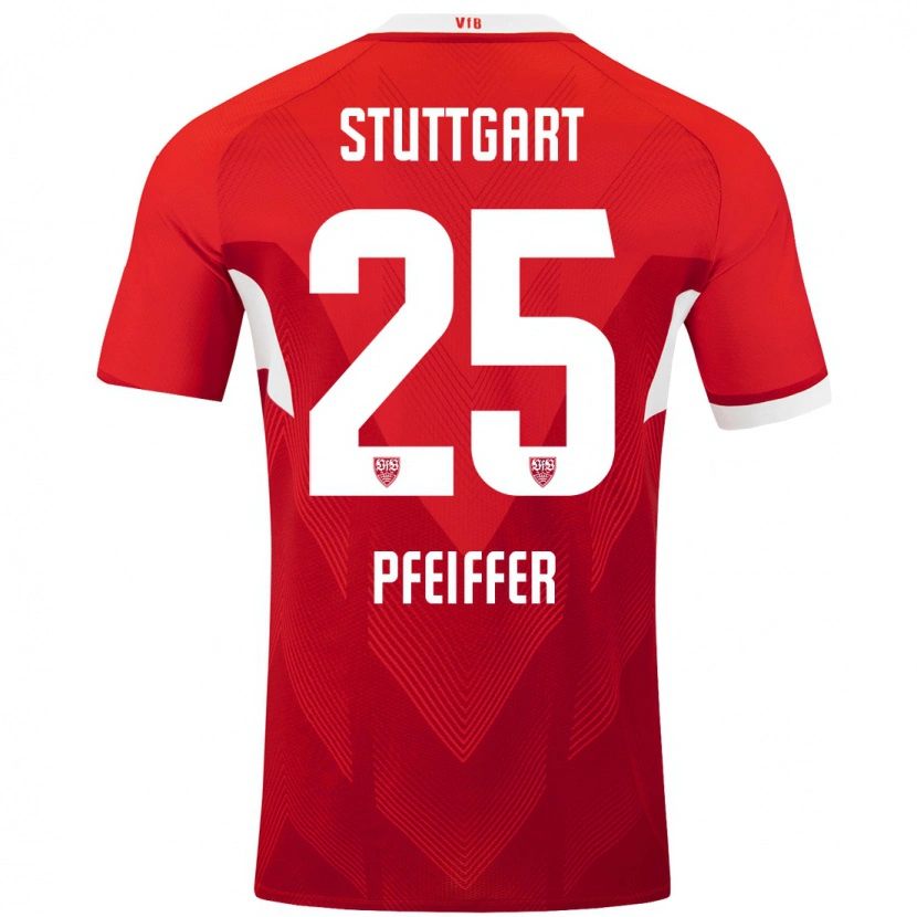 Danxen Barn Luca Pfeiffer #25 Röd Vit Bortatröja Matchtröjor 2024/25 Tröjor T-Tröja