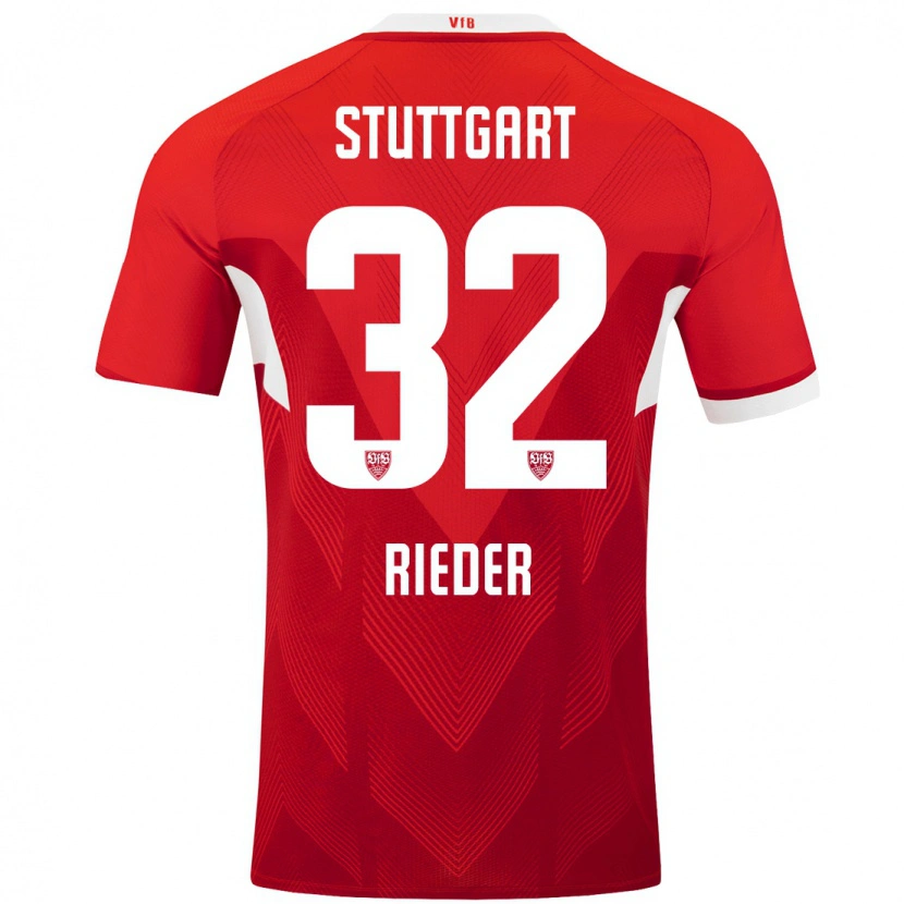 Danxen Barn Fabian Rieder #32 Röd Vit Bortatröja Matchtröjor 2024/25 Tröjor T-Tröja