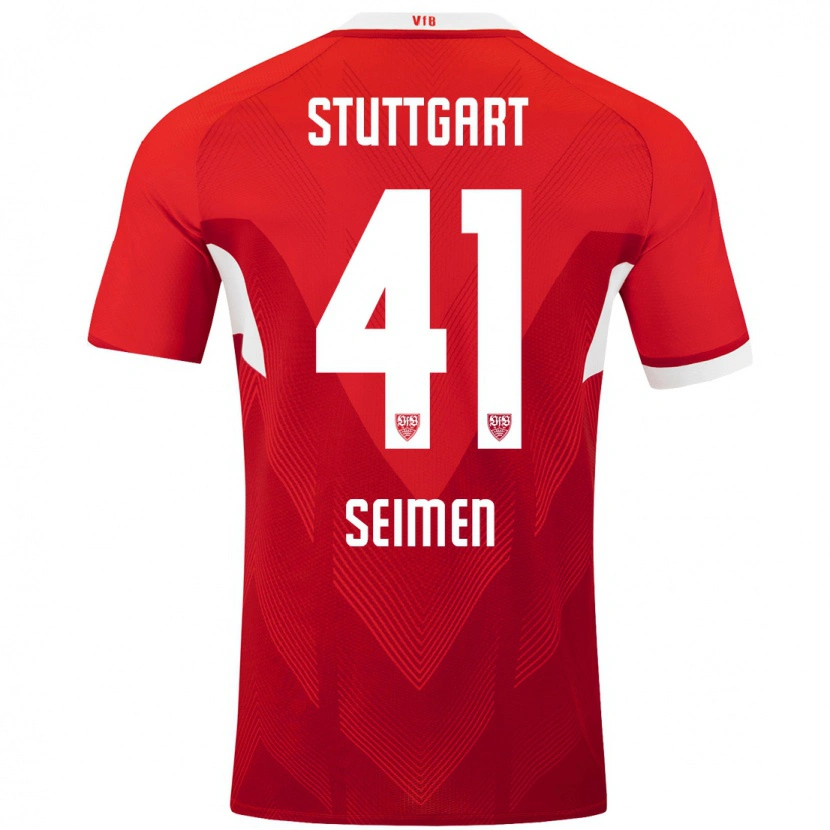 Danxen Barn Dennis Seimen #41 Röd Vit Bortatröja Matchtröjor 2024/25 Tröjor T-Tröja