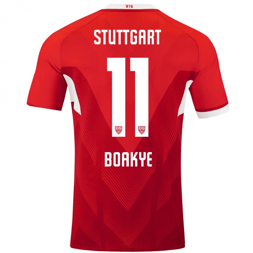 Danxen Barn Benjamin Boakye #11 Röd Vit Bortatröja Matchtröjor 2024/25 Tröjor T-Tröja