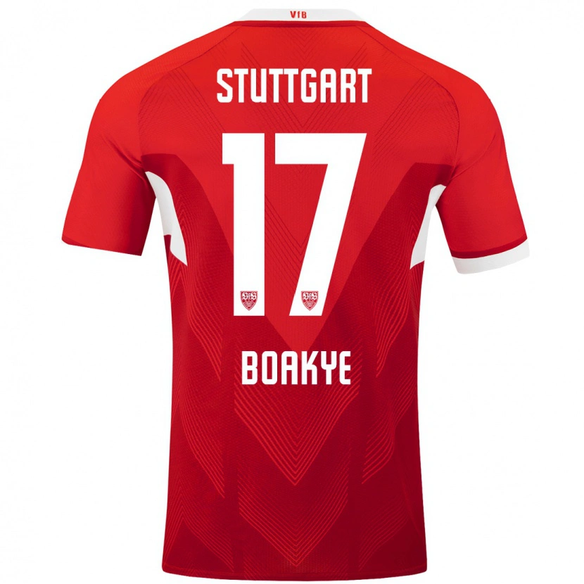 Danxen Barn Maurice Boakye #17 Röd Vit Bortatröja Matchtröjor 2024/25 Tröjor T-Tröja