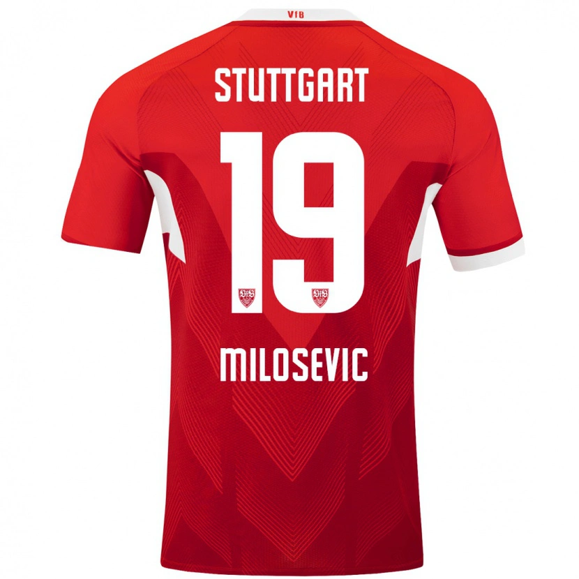 Danxen Barn Jovan Milosevic #19 Röd Vit Bortatröja Matchtröjor 2024/25 Tröjor T-Tröja