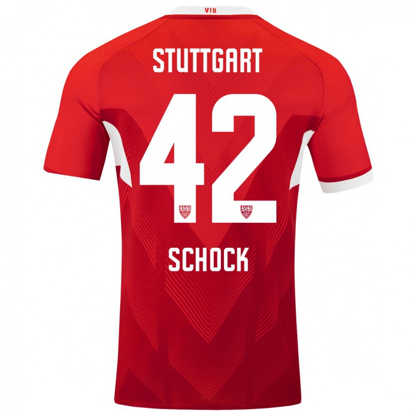 Danxen Barn Florian Schock #42 Röd Vit Bortatröja Matchtröjor 2024/25 Tröjor T-Tröja