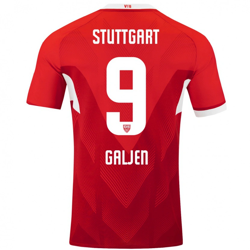 Danxen Barn Dejan Galjen #9 Röd Vit Bortatröja Matchtröjor 2024/25 Tröjor T-Tröja