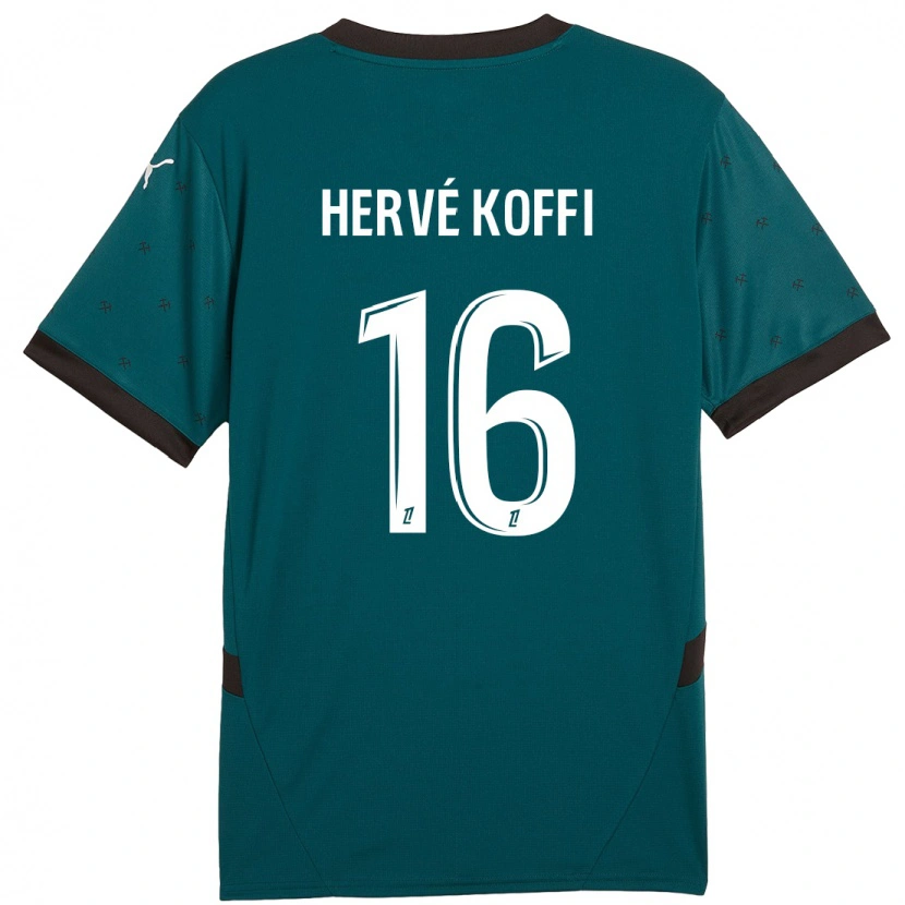 Danxen Barn Hervé Koffi #16 Mörkgrön Bortatröja Matchtröjor 2024/25 Tröjor T-Tröja