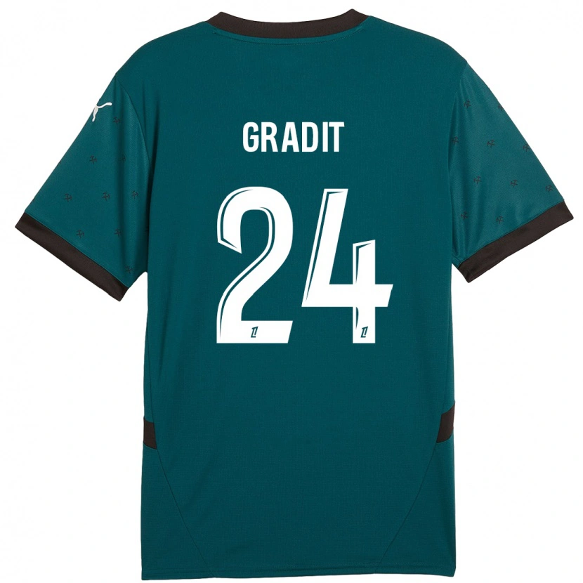 Danxen Barn Jonathan Gradit #24 Mörkgrön Bortatröja Matchtröjor 2024/25 Tröjor T-Tröja
