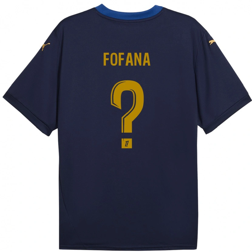 Danxen Barn Yaya Fofana #0 Marinblå Guld Bortatröja Matchtröjor 2024/25 Tröjor T-Tröja