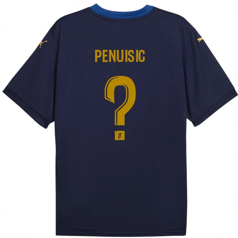 Danxen Barn Alvin Penuisic #0 Marinblå Guld Bortatröja Matchtröjor 2024/25 Tröjor T-Tröja