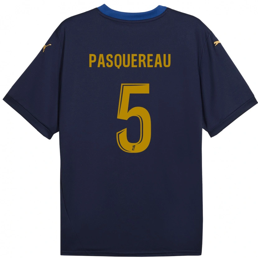 Danxen Barn Julie Pasquereau #5 Marinblå Guld Bortatröja Matchtröjor 2024/25 Tröjor T-Tröja