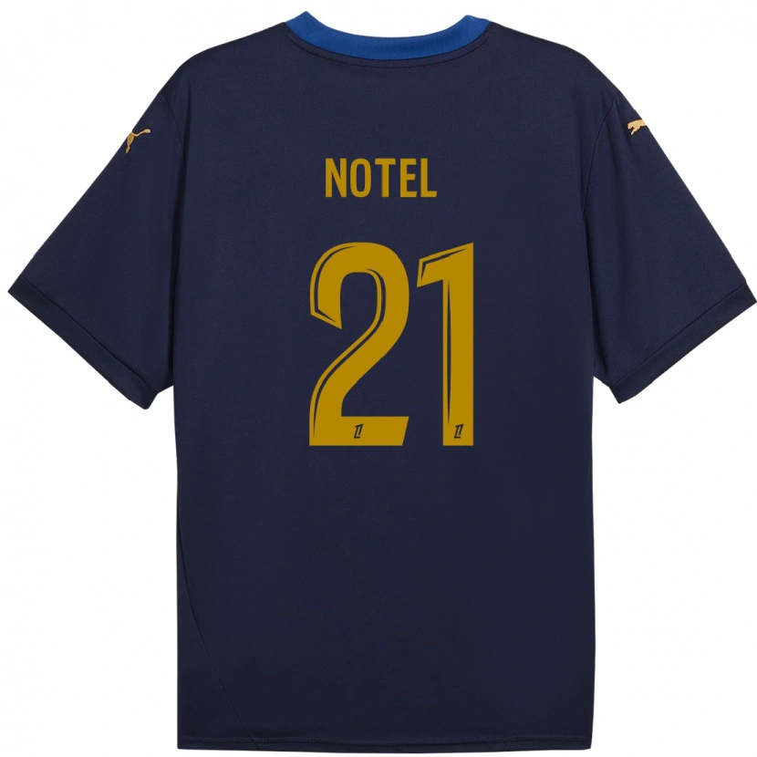 Danxen Barn Léa Notel #21 Marinblå Guld Bortatröja Matchtröjor 2024/25 Tröjor T-Tröja