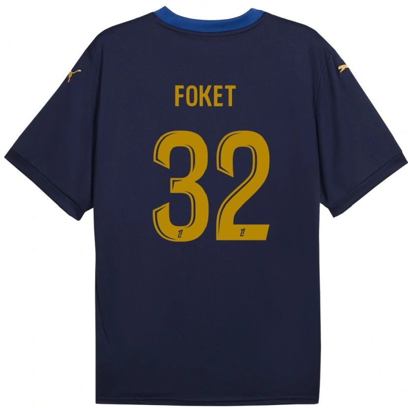 Danxen Barn Thomas Foket #32 Marinblå Guld Bortatröja Matchtröjor 2024/25 Tröjor T-Tröja