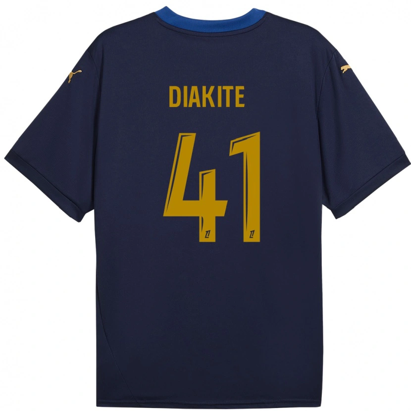 Danxen Barn Ibrahim Diakité #41 Marinblå Guld Bortatröja Matchtröjor 2024/25 Tröjor T-Tröja