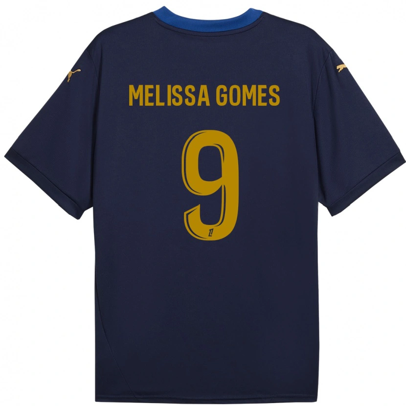 Danxen Barn Melissa Ferreira Gomes #9 Marinblå Guld Bortatröja Matchtröjor 2024/25 Tröjor T-Tröja