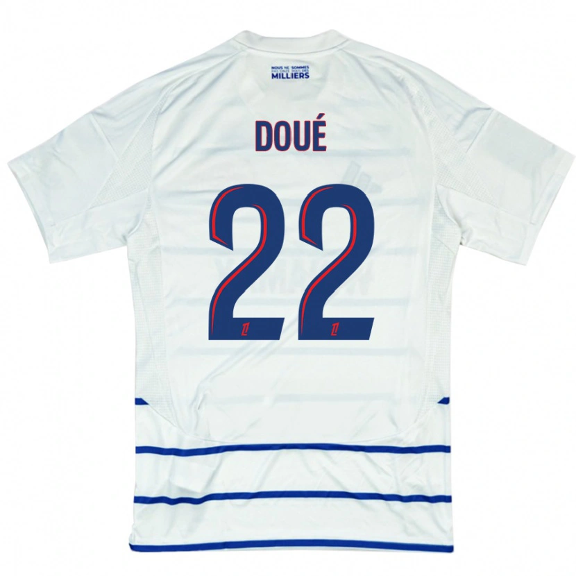 Danxen Barn Guéla Doué #22 Vit Blå Bortatröja Matchtröjor 2024/25 Tröjor T-Tröja