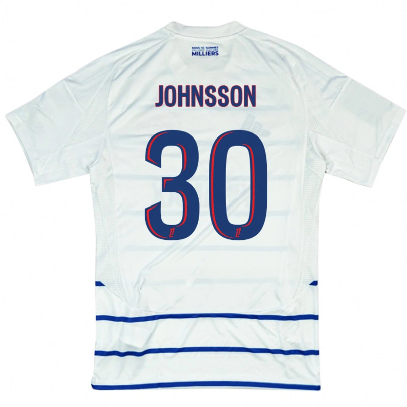 Danxen Barn Karl-Johan Johnsson #30 Vit Blå Bortatröja Matchtröjor 2024/25 Tröjor T-Tröja