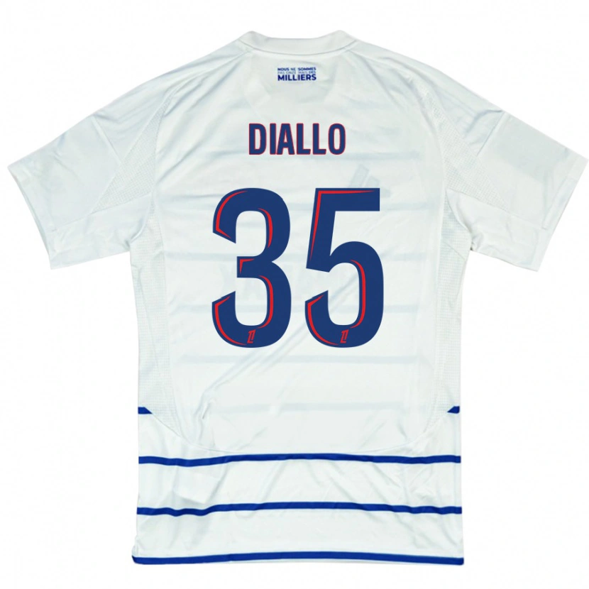Danxen Barn Tidiane Diallo #35 Vit Blå Bortatröja Matchtröjor 2024/25 Tröjor T-Tröja