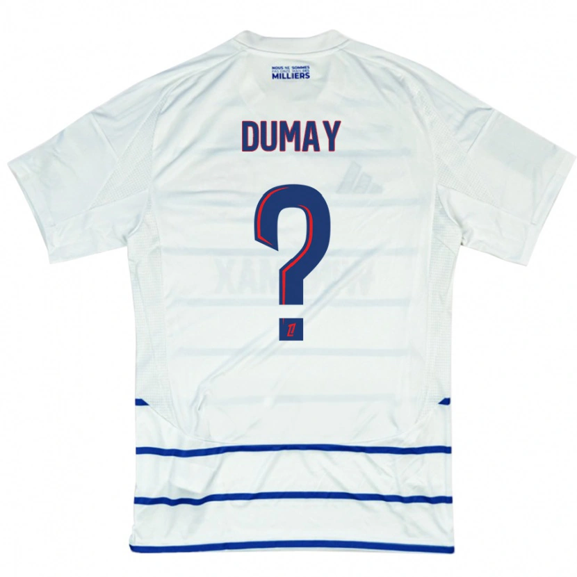 Danxen Barn Yoann Dumay #0 Vit Blå Bortatröja Matchtröjor 2024/25 Tröjor T-Tröja