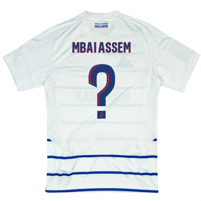 Danxen Barn Chris Mbaï-Assem #0 Vit Blå Bortatröja Matchtröjor 2024/25 Tröjor T-Tröja