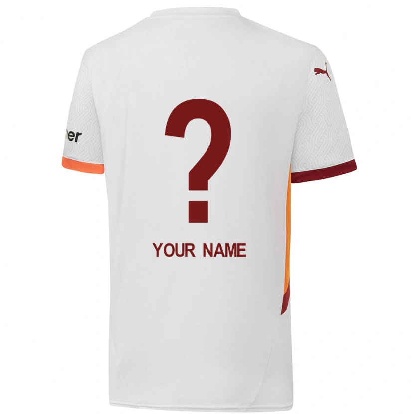 Danxen Barn Ditt Namn #0 Vit Gulröd Bortatröja Matchtröjor 2024/25 Tröjor T-Tröja
