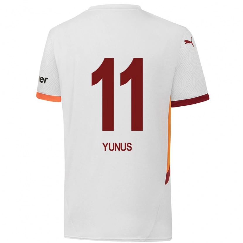 Danxen Barn Yunus Akgün #11 Vit Gulröd Bortatröja Matchtröjor 2024/25 Tröjor T-Tröja