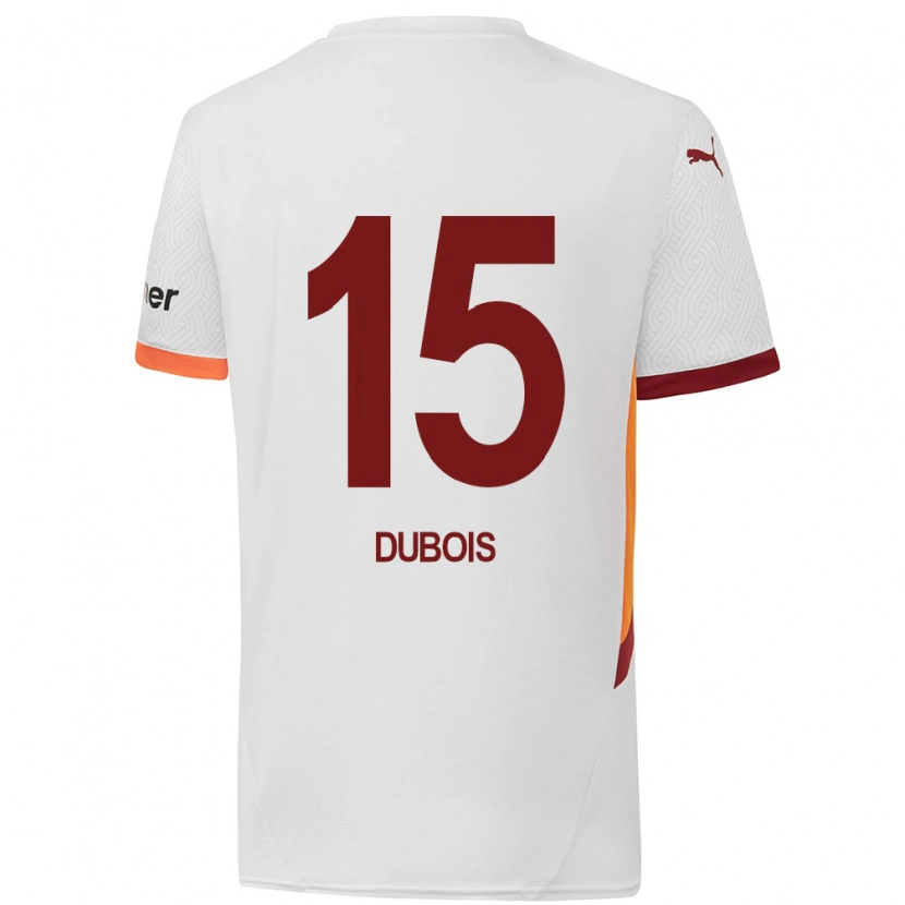 Danxen Barn Léo Dubois #15 Vit Gulröd Bortatröja Matchtröjor 2024/25 Tröjor T-Tröja