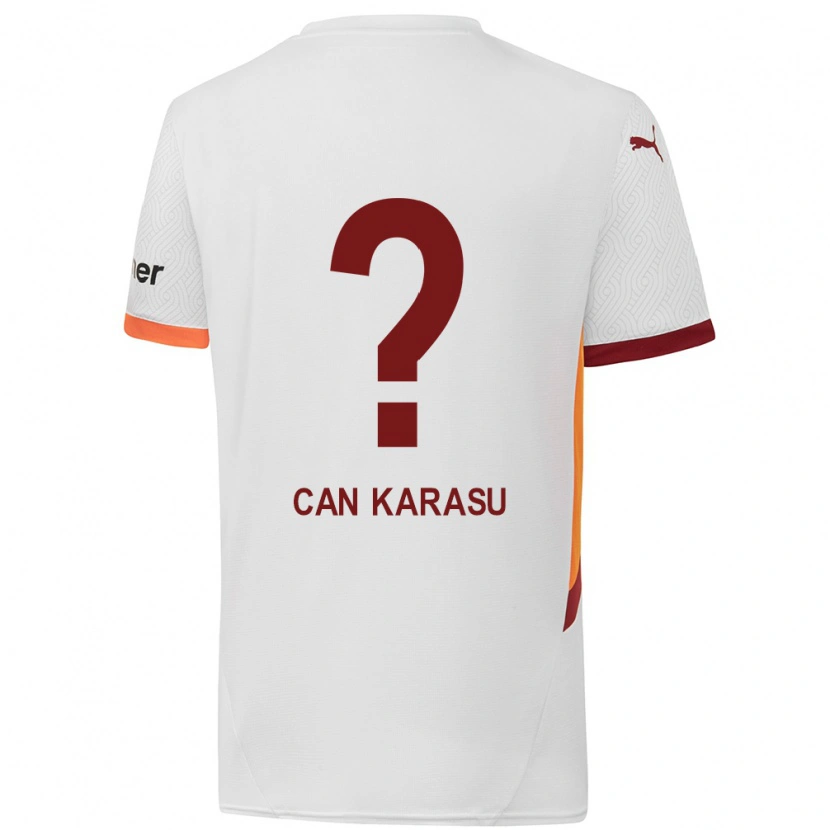 Danxen Barn Eyüp Can Karasu #0 Vit Gulröd Bortatröja Matchtröjor 2024/25 Tröjor T-Tröja