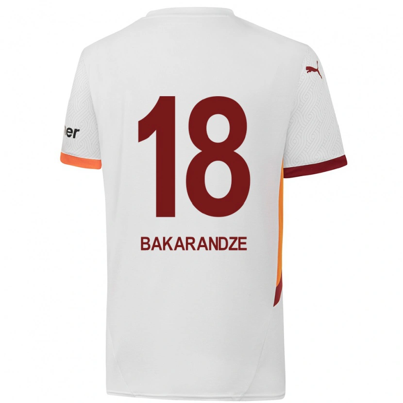 Danxen Barn Kristina Bakarandze #18 Vit Gulröd Bortatröja Matchtröjor 2024/25 Tröjor T-Tröja