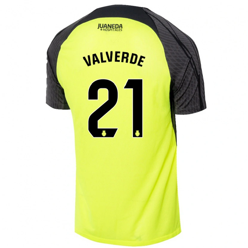 Danxen Barn David Valverde #21 Fluorescerande Grön Svart Bortatröja Matchtröjor 2024/25 Tröjor T-Tröja
