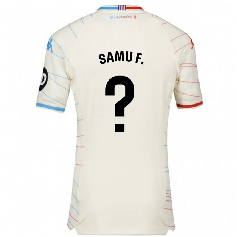 Danxen Barn Samu Fernández #0 Vit Röd Blå Bortatröja Matchtröjor 2024/25 Tröjor T-Tröja