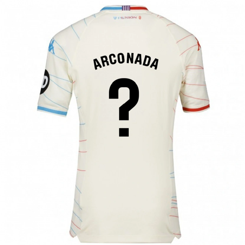 Danxen Barn Diego Arconada #0 Vit Röd Blå Bortatröja Matchtröjor 2024/25 Tröjor T-Tröja