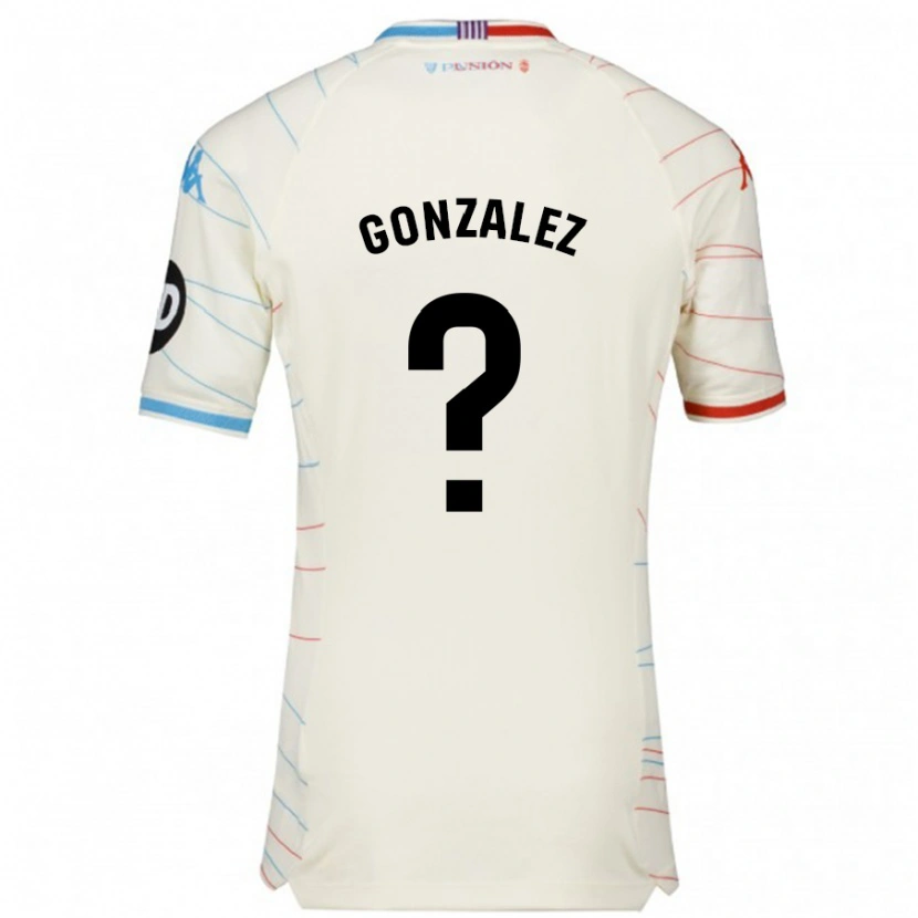 Danxen Barn Santi González #0 Vit Röd Blå Bortatröja Matchtröjor 2024/25 Tröjor T-Tröja