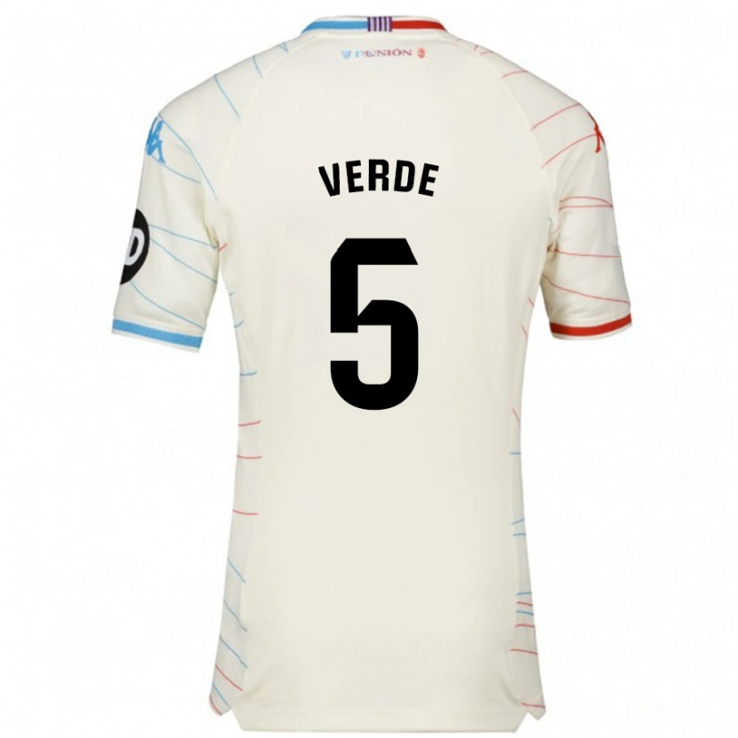 Danxen Barn Adrián Verde #5 Vit Röd Blå Bortatröja Matchtröjor 2024/25 Tröjor T-Tröja