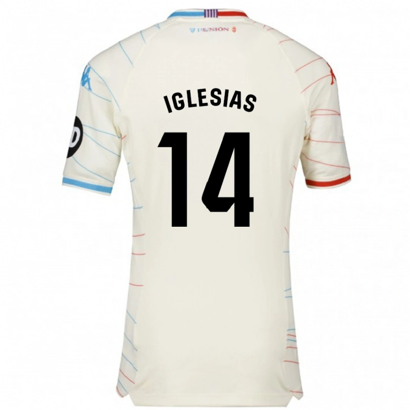 Danxen Barn Koke Iglesias #14 Vit Röd Blå Bortatröja Matchtröjor 2024/25 Tröjor T-Tröja
