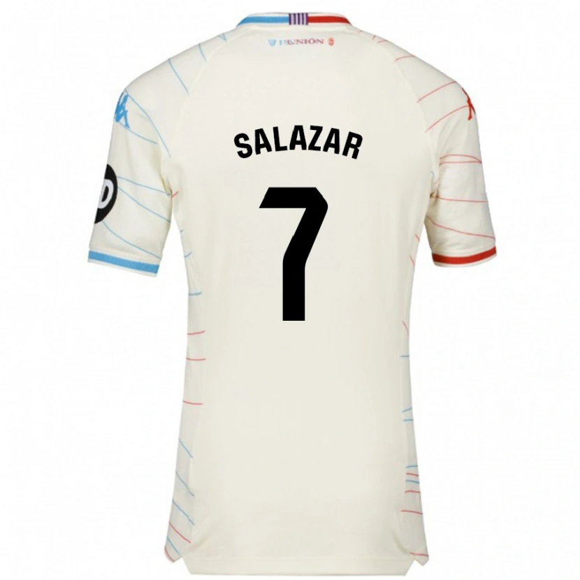 Danxen Barn Israel Salazar #7 Vit Röd Blå Bortatröja Matchtröjor 2024/25 Tröjor T-Tröja