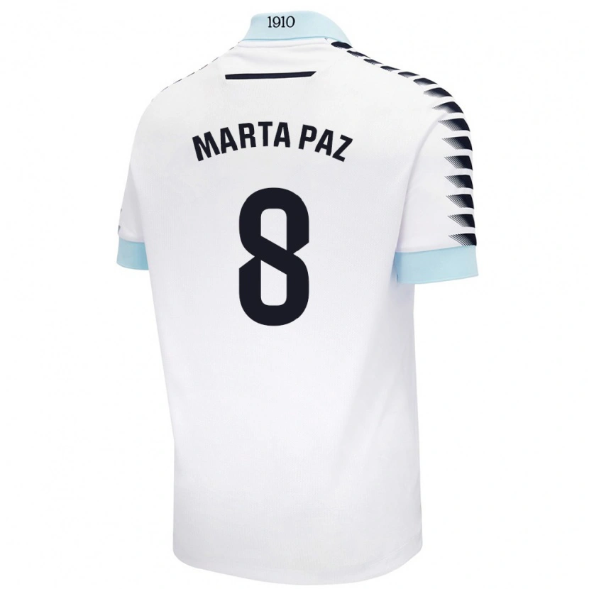Danxen Barn Marta Milagros Paz Cruz #8 Vit Blå Bortatröja Matchtröjor 2024/25 Tröjor T-Tröja