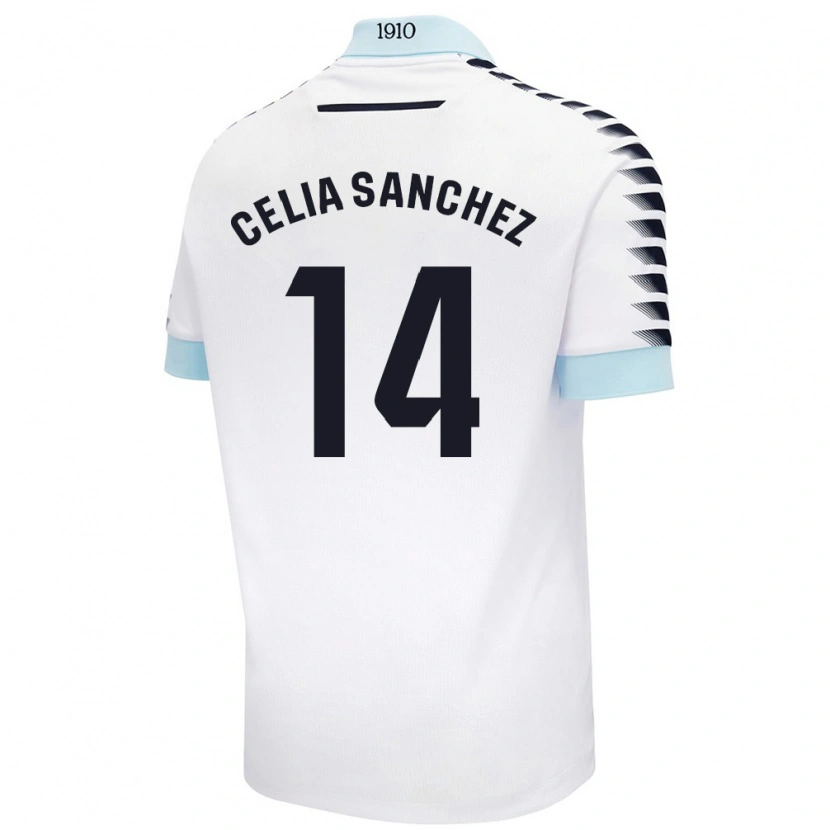 Danxen Barn Celia Sánchez García #14 Vit Blå Bortatröja Matchtröjor 2024/25 Tröjor T-Tröja