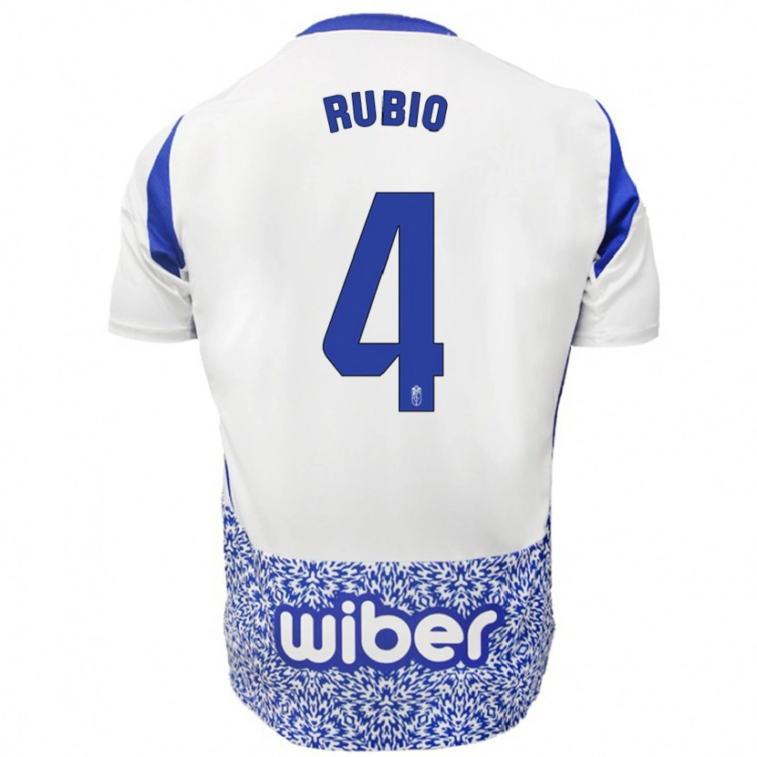 Danxen Barn Miguel Rubio #4 Vit Blå Bortatröja Matchtröjor 2024/25 Tröjor T-Tröja