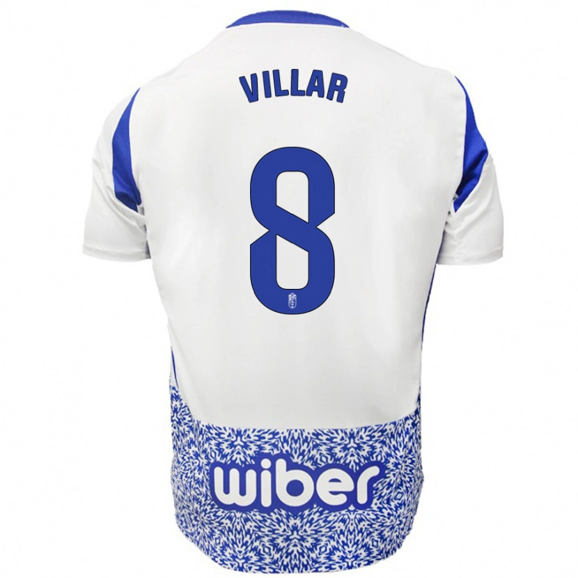 Danxen Barn Gonzalo Villar #8 Vit Blå Bortatröja Matchtröjor 2024/25 Tröjor T-Tröja