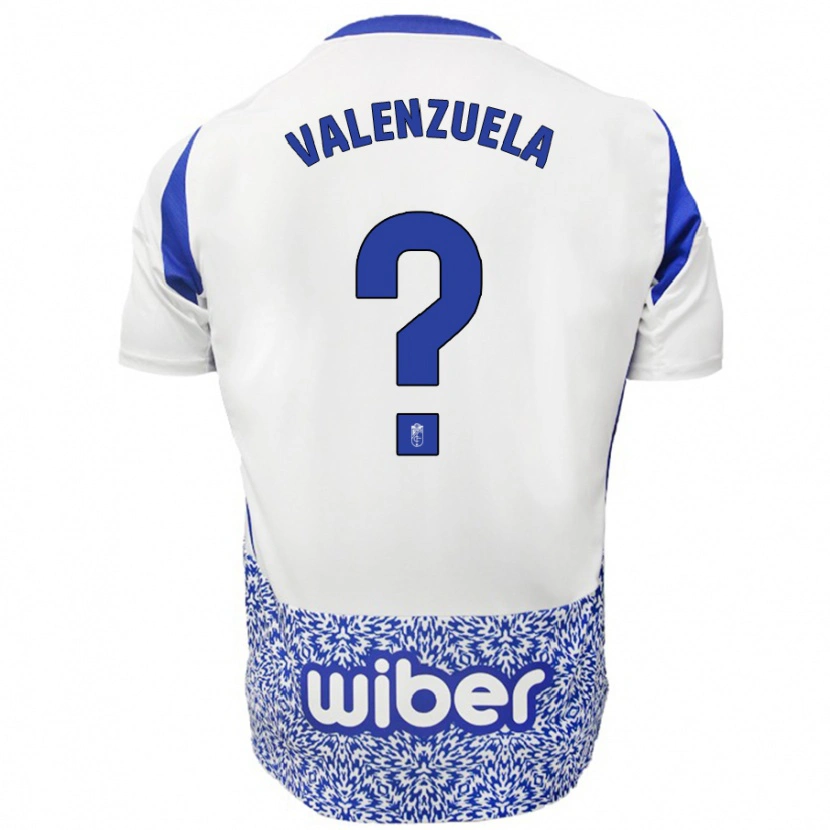 Danxen Barn Adrián Valenzuela #0 Vit Blå Bortatröja Matchtröjor 2024/25 Tröjor T-Tröja