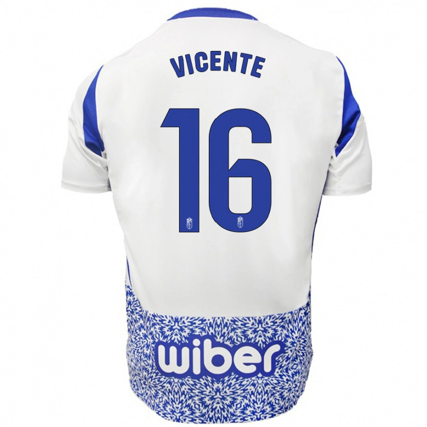 Danxen Barn Nerea Vicente #16 Vit Blå Bortatröja Matchtröjor 2024/25 Tröjor T-Tröja