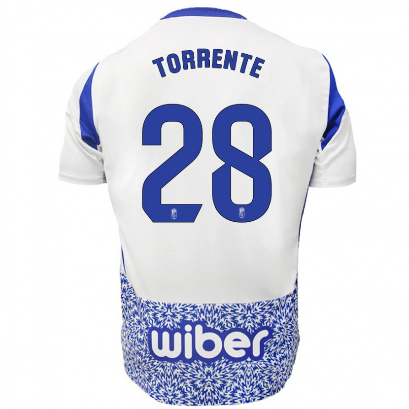 Danxen Barn Raúl Torrente #28 Vit Blå Bortatröja Matchtröjor 2024/25 Tröjor T-Tröja