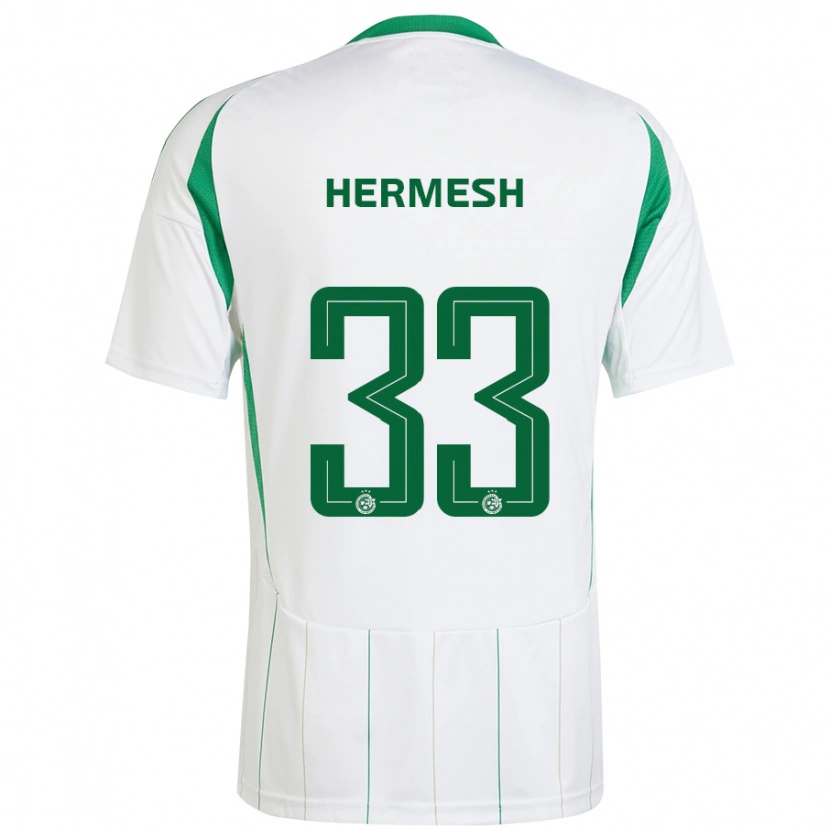 Danxen Barn Liam Hermesh #33 Vit Grön Bortatröja Matchtröjor 2024/25 Tröjor T-Tröja
