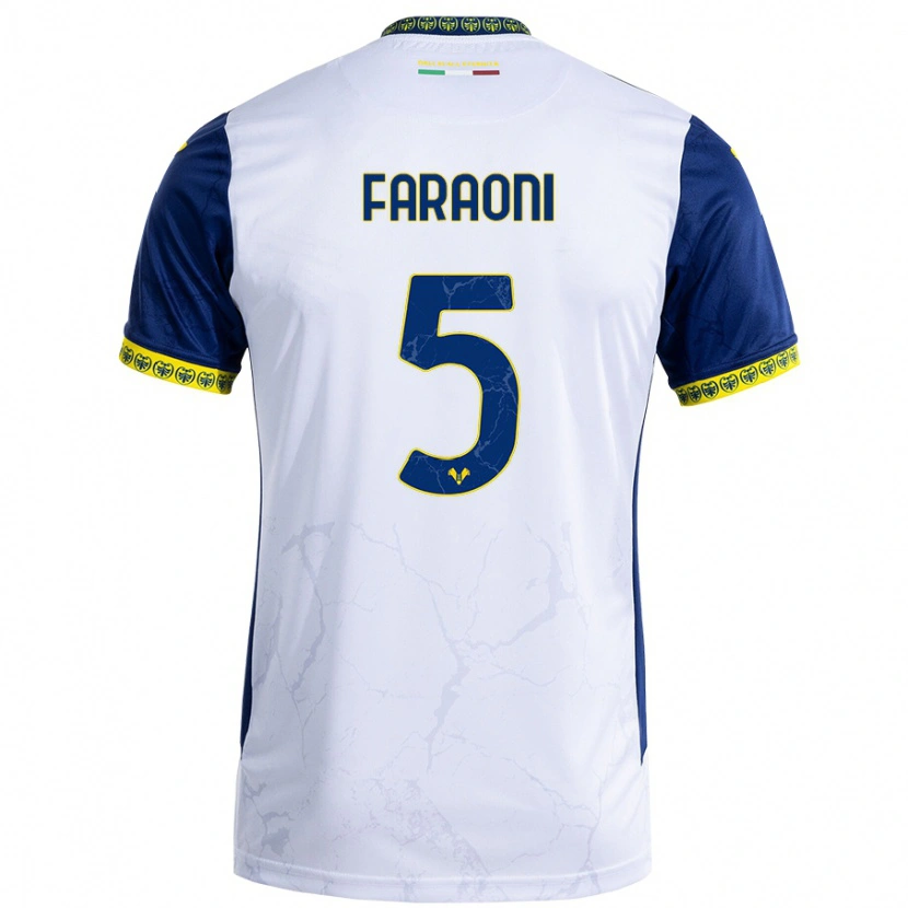 Danxen Barn Davide Faraoni #5 Vit Blå Bortatröja Matchtröjor 2024/25 Tröjor T-Tröja