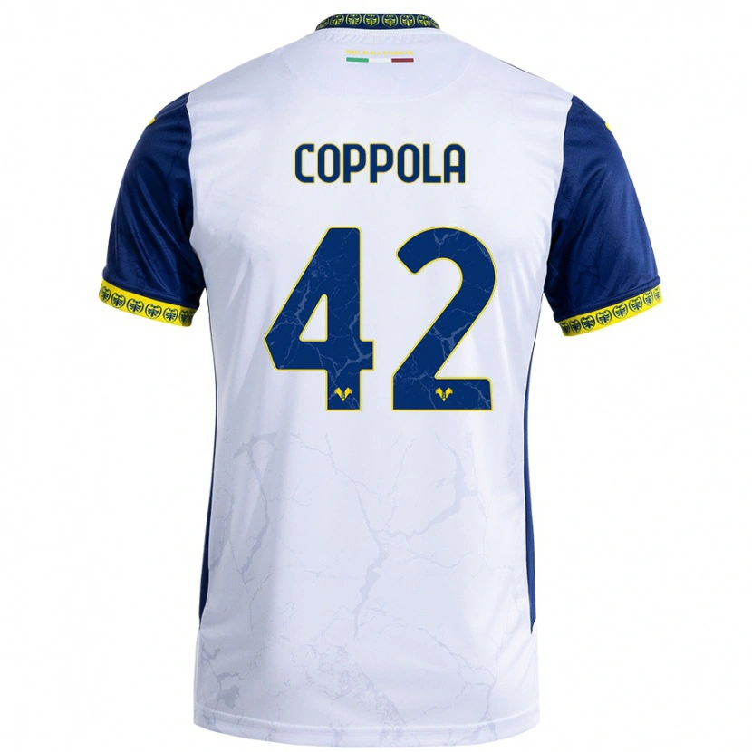 Danxen Barn Diego Coppola #42 Vit Blå Bortatröja Matchtröjor 2024/25 Tröjor T-Tröja