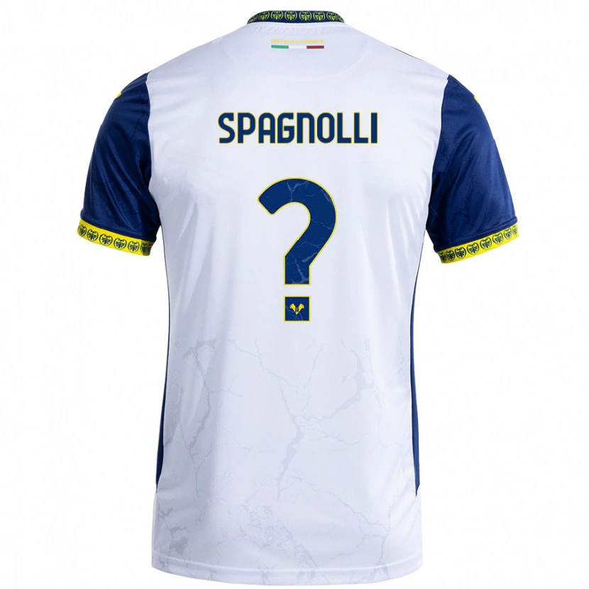 Danxen Barn Matteo Spagnolli #0 Vit Blå Bortatröja Matchtröjor 2024/25 Tröjor T-Tröja